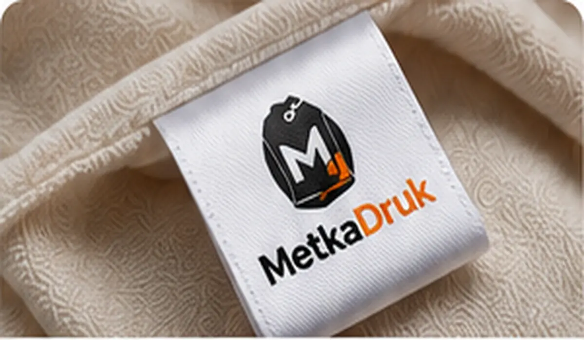 Białe metki satynowe z logo do ubrań