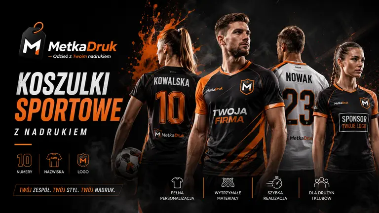 Koszulki sportowe z nadrukiem, numerami, nazwiskami i logo drużyny MetkaDruk